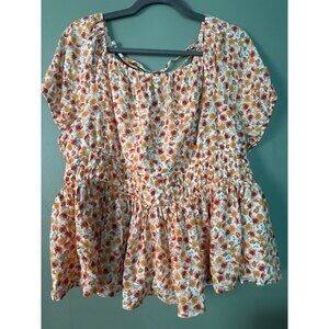 Torrid Women's Size 2 Floral Top Cottagecore Coastal Resortwear Spring Summer